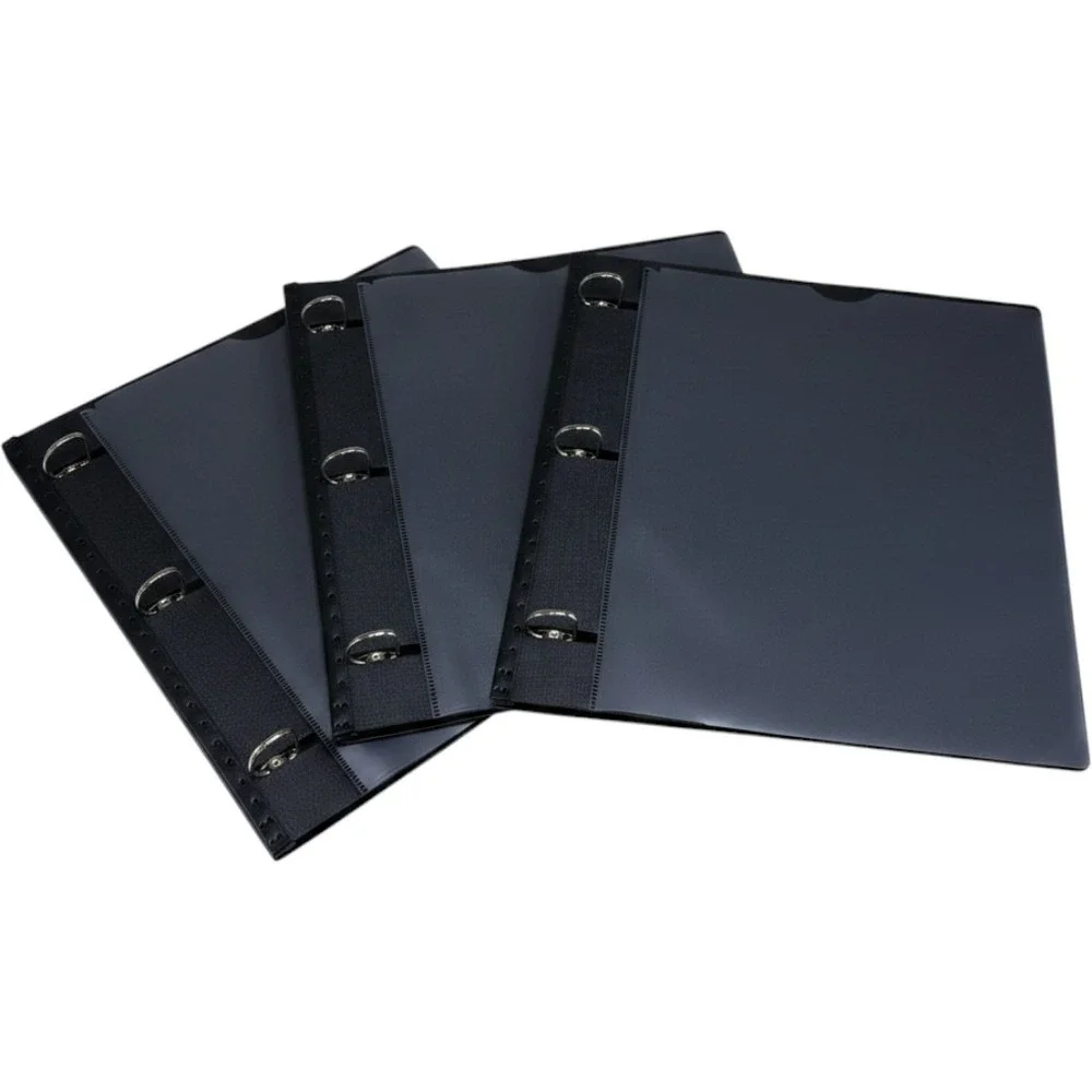 Black 1 inch 3 Ring Binder Set Flexible Plastic Office School Supplies 3 Pack